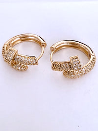 Pave Nail Hoop Earrings