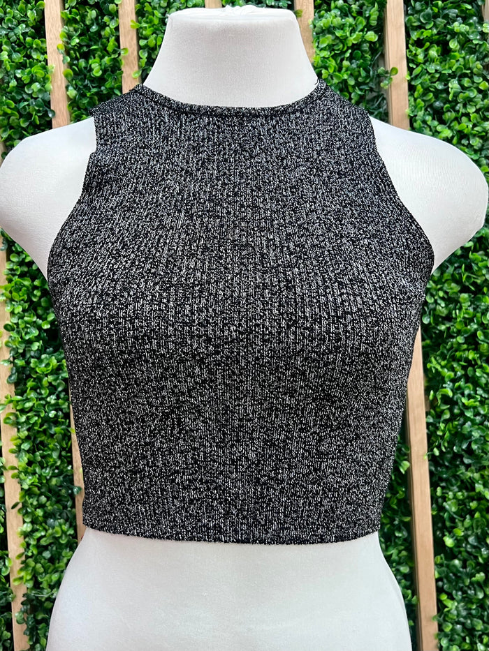 Glitter Sweater Ribbed Knit Top