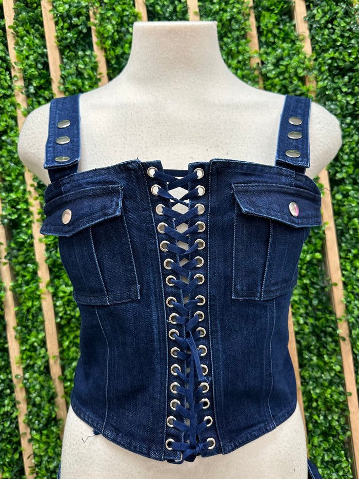 Dark Denim Cargo Bustier