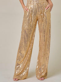 Gold Sequin Wide Leg Pant