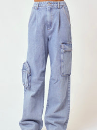 High Waist Denim Cargo Pant