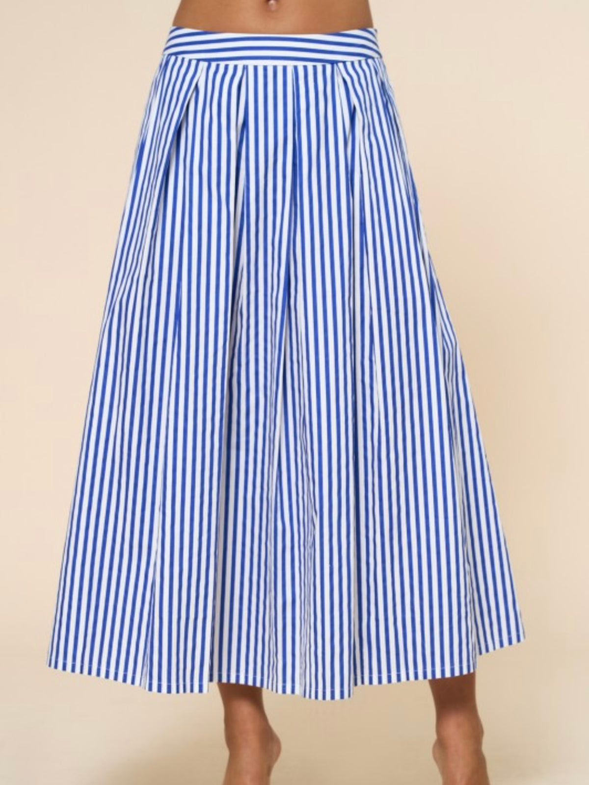 Sorrento Blue Striped Midi Skirt
