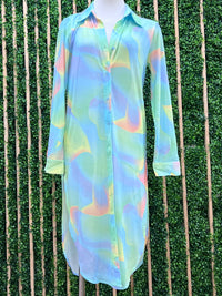 Mesh Tie Dye Button down Tunic