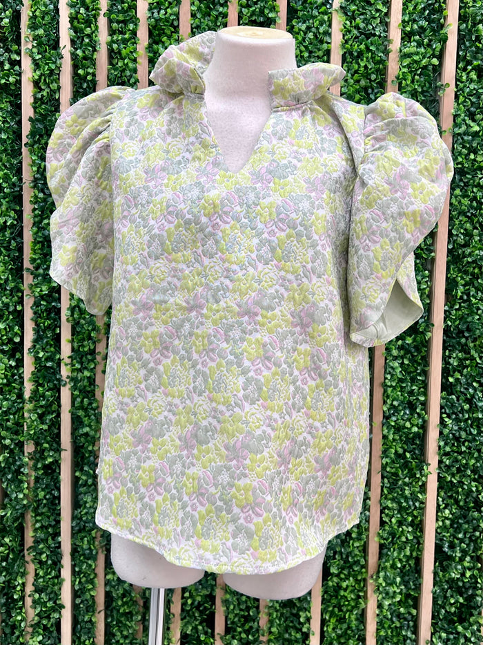 Beautiful Textured Short Sleeve Blouse