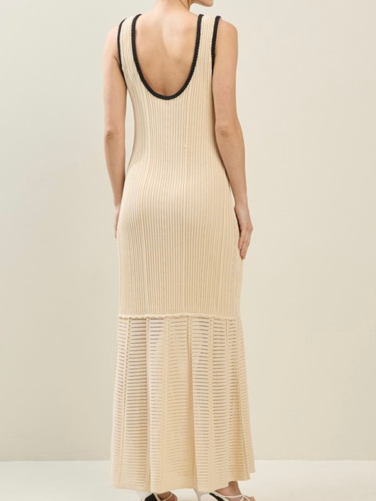 Cream Pocket Detail Knit Maxi Dress