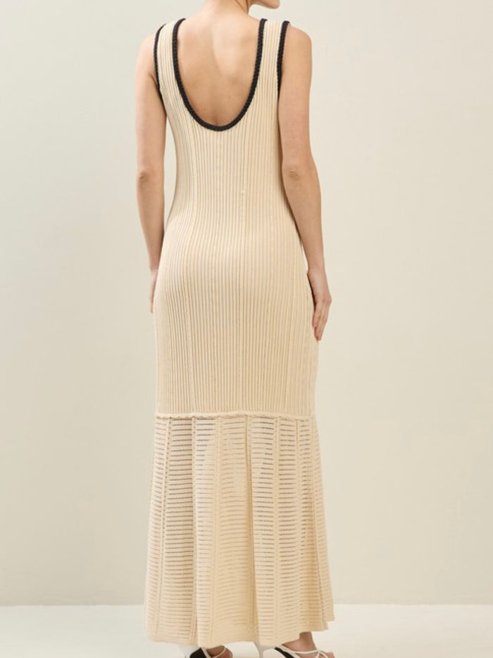 Cream Pocket Detail Knit Maxi Dress