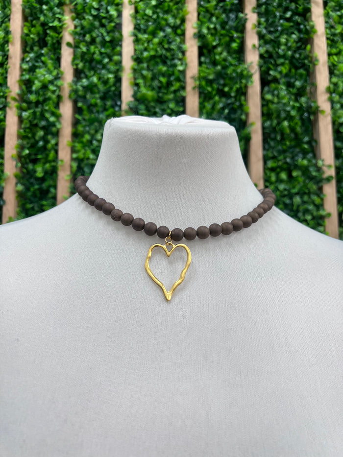 Gold Heart Gemstone Necklace