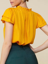Marigold Satin Ruffle Top