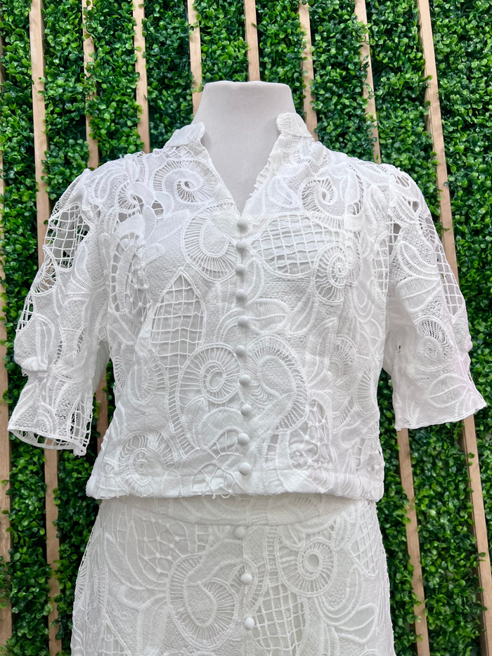 Beautiful White Floral Lace Top
