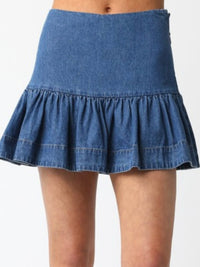 Fitted Dropwaist Denim Skirt