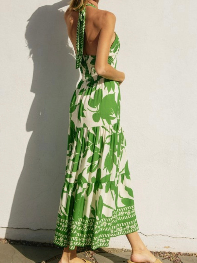 Paradise Green Halter MAxi Dress