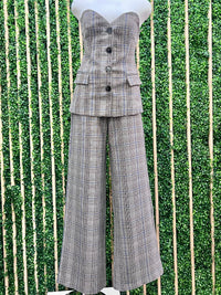 Brown Blue Plaid Sweetheart Vest