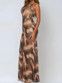 Beautiful Brown Tones Mesh Maxi Dress