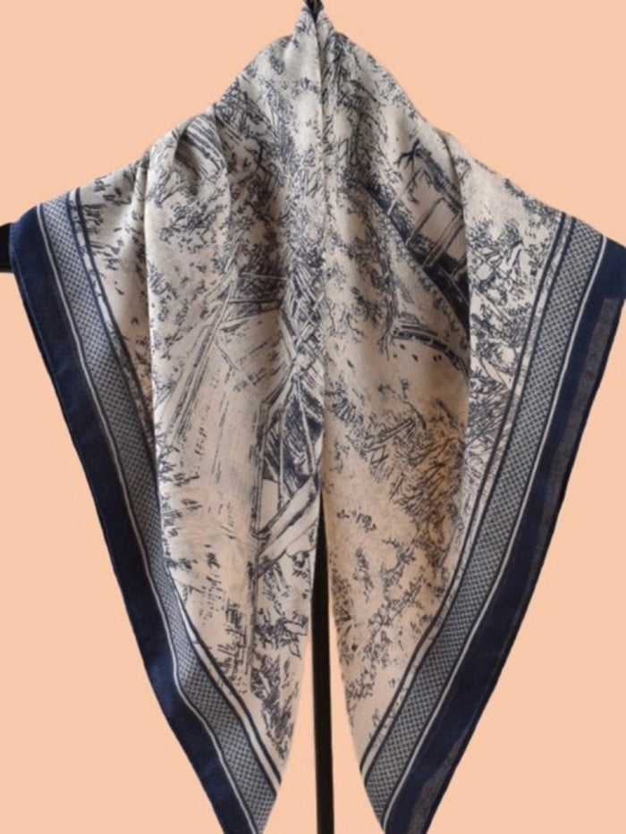 Multi Print Color Block Square Scarf