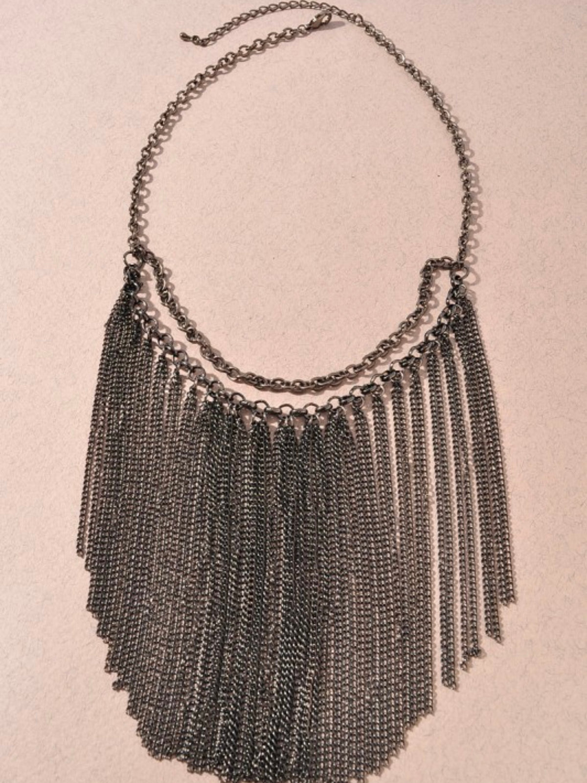 Black Metal Tassel Chain Necklace