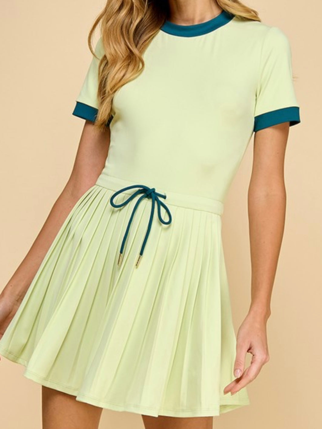 Lime Athletic Flared Skirt Short Sleeve Skort Dress