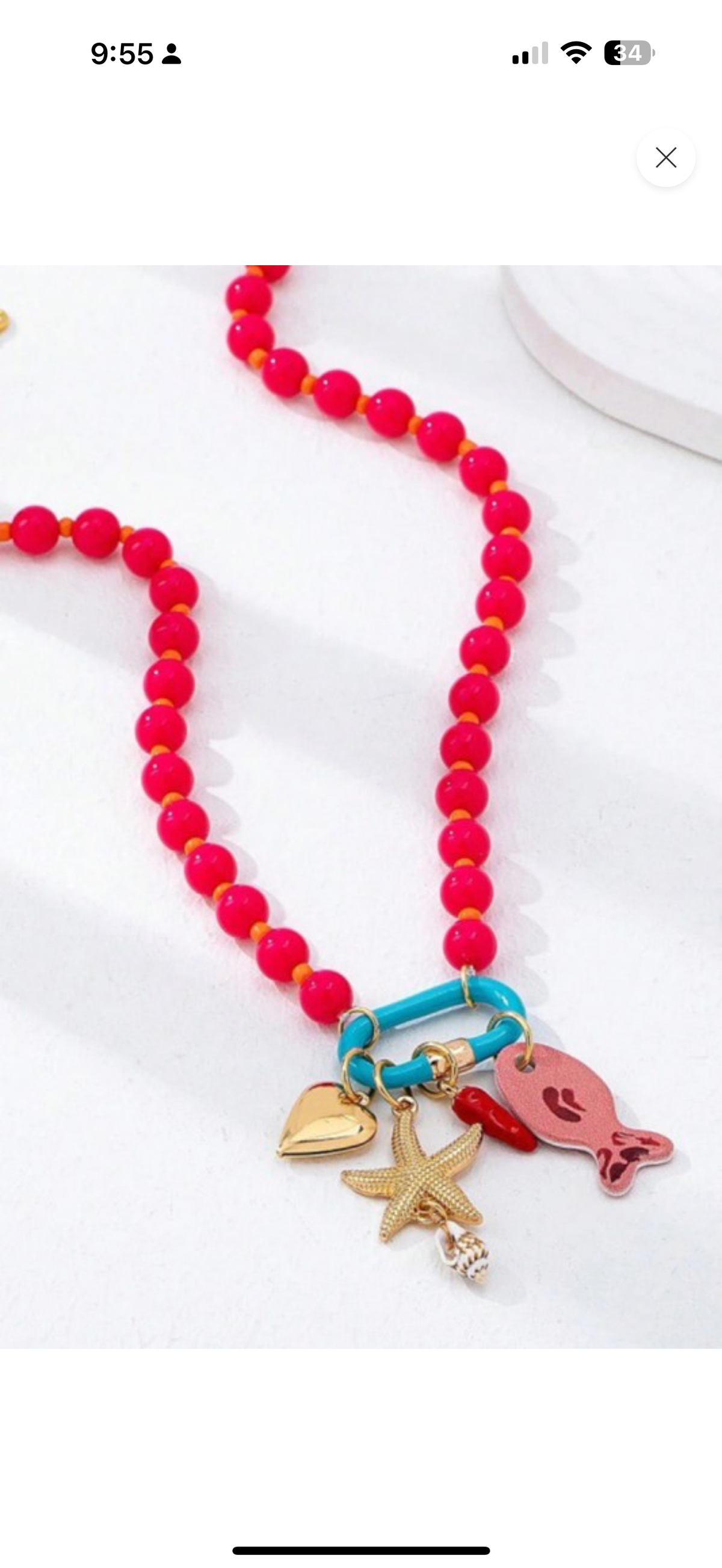 Coastal Charm Beaded Carabiner Detailed Necklace