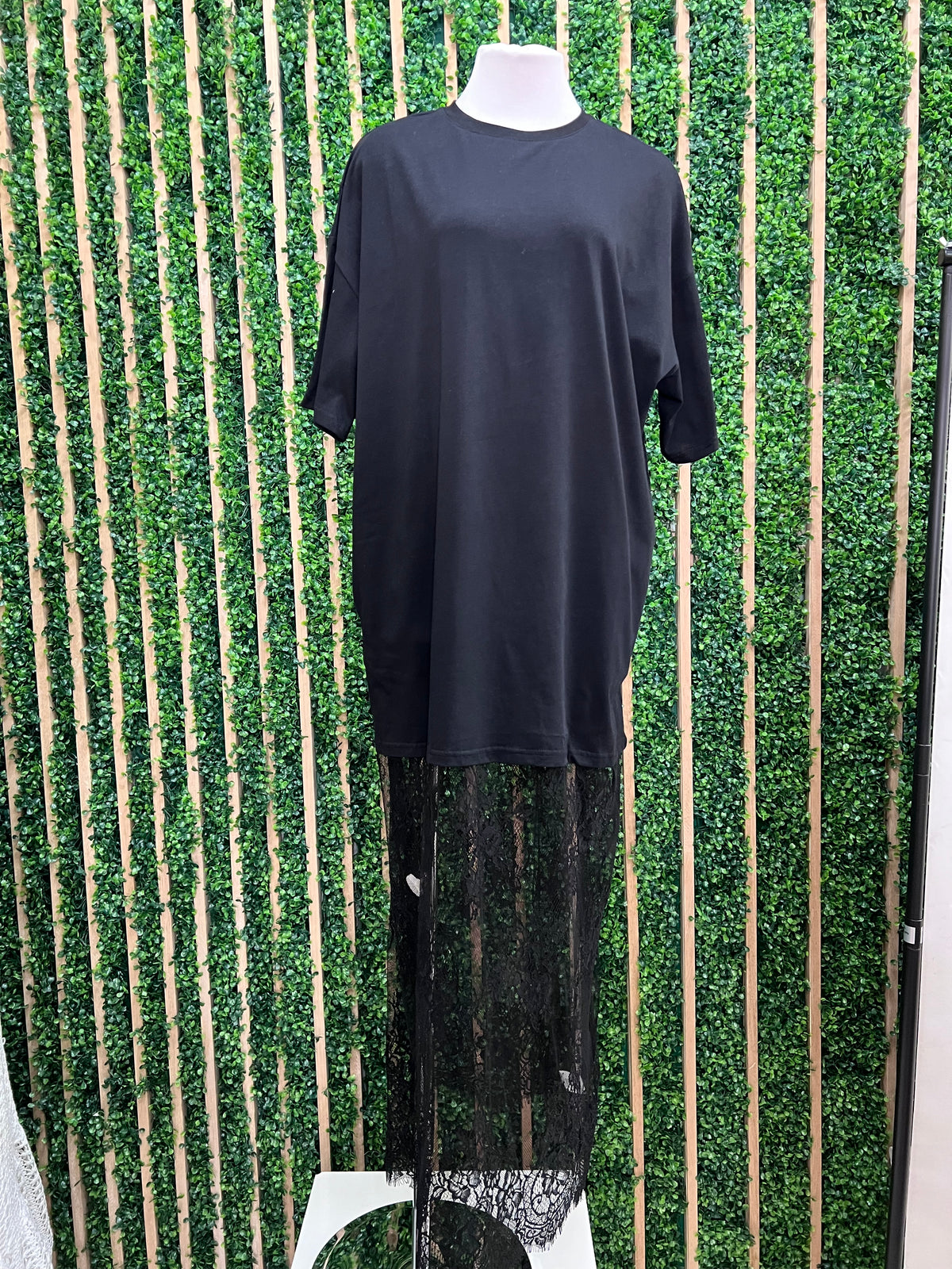 Sheer Lace Layered Shirt Dress