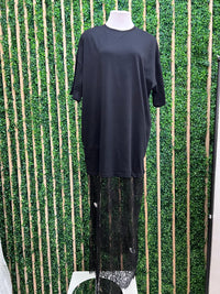 Sheer Lace Layered Shirt Dress