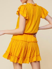 Delicate Short Sleeve Ruffled Short Dress
