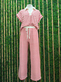 Red Seaside Stripe Lounge Set