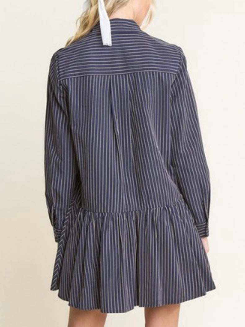 Striped Dropwaist Blouse Dress