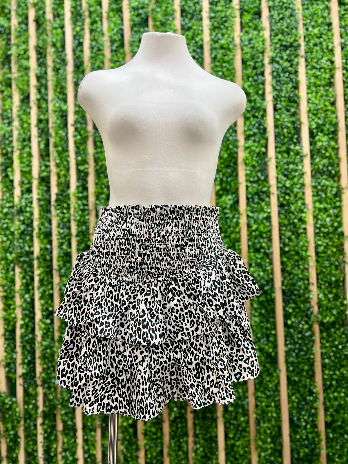 Navy Leopard Smocked Skort