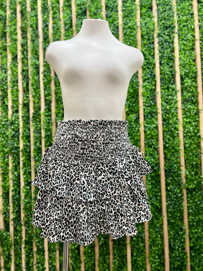 Navy Leopard Smocked Skort