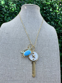 Crab Key Enamel Necklace