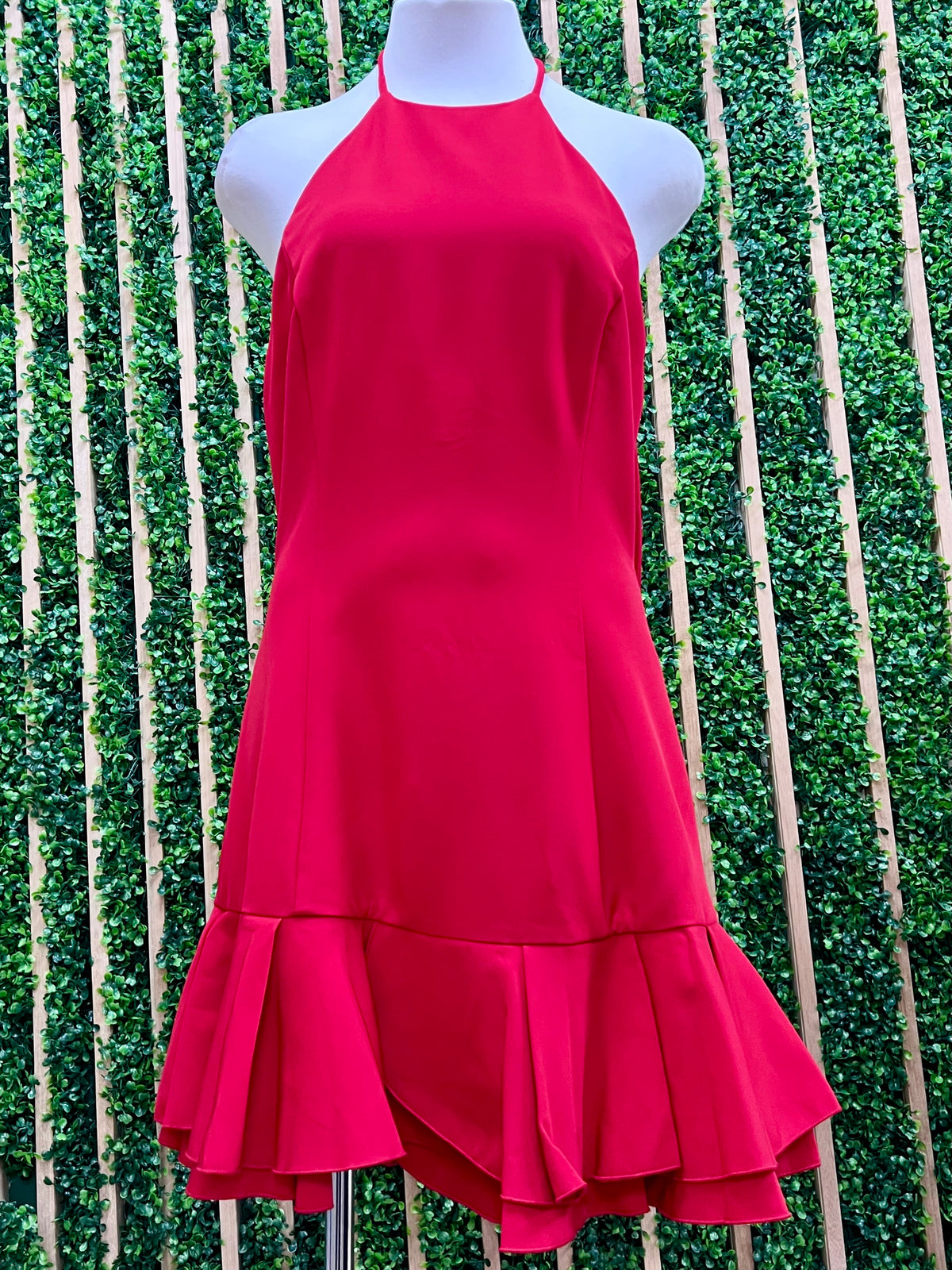Red Drop Waist Ruffled Short Dress