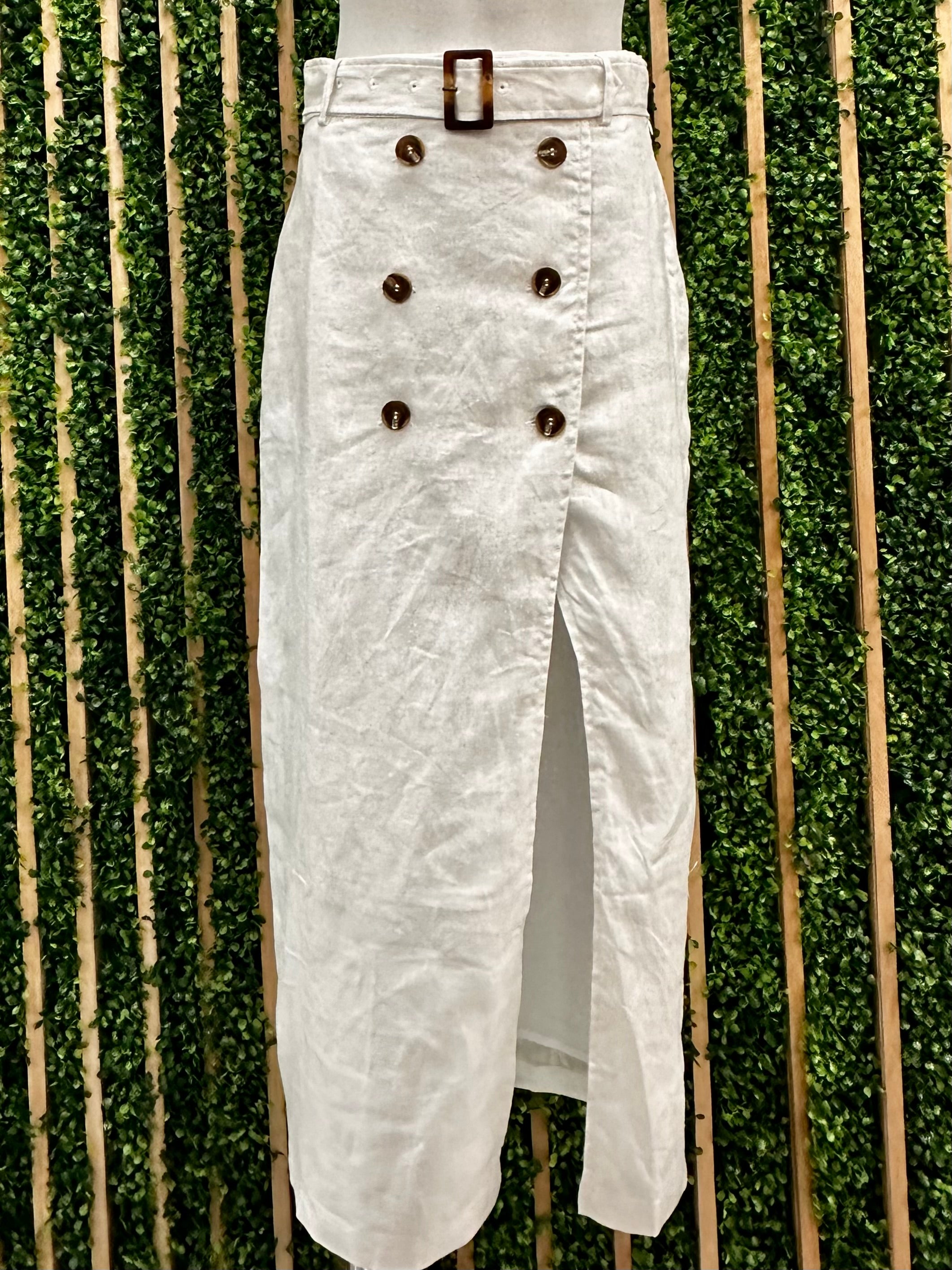 White Linen Pencil Skirt