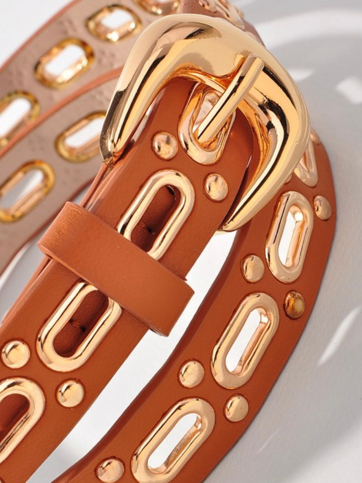 Metal Oval Details Belt