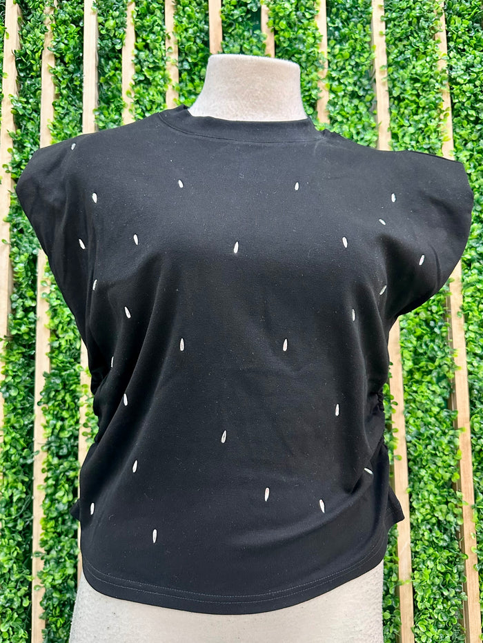 Crystal Drops Detail Sleeveless Top