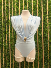 Brooch Detail V Neck Bodysuit