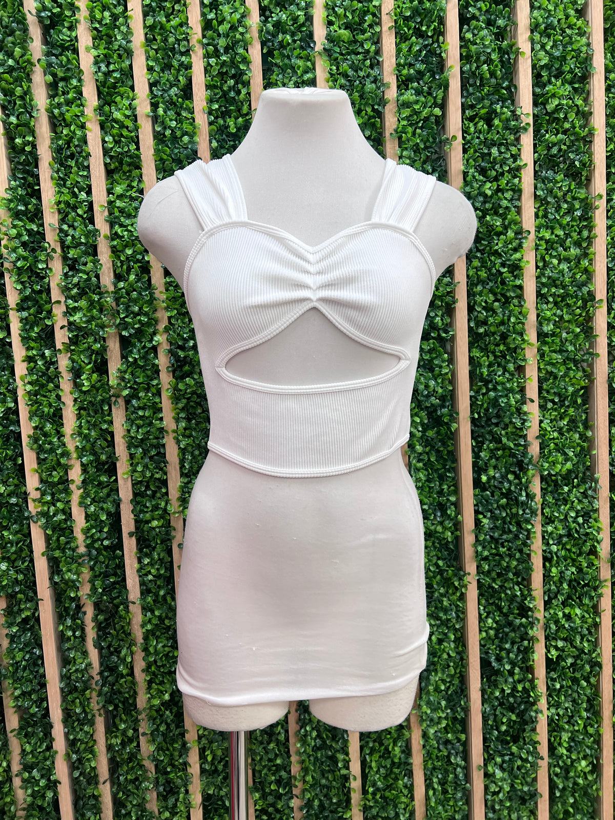 Front Cutout Ruched Crop Cami