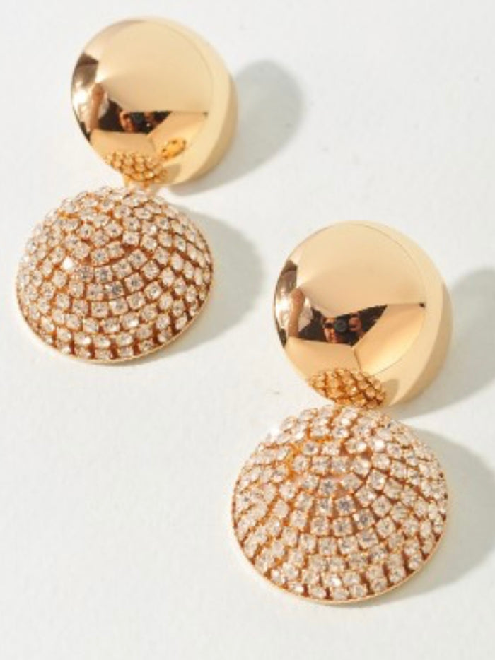 Rhinestone Disc Drop Earring