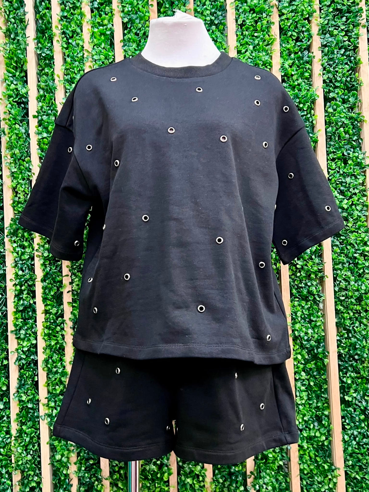 Studded Short Pant Set (Available in Black & Olive)