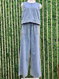 Light Blue Stitch Detail Top