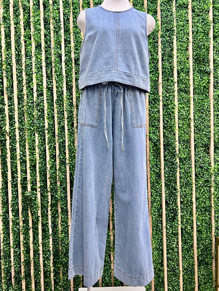 Light Blue Stitch Detail Top