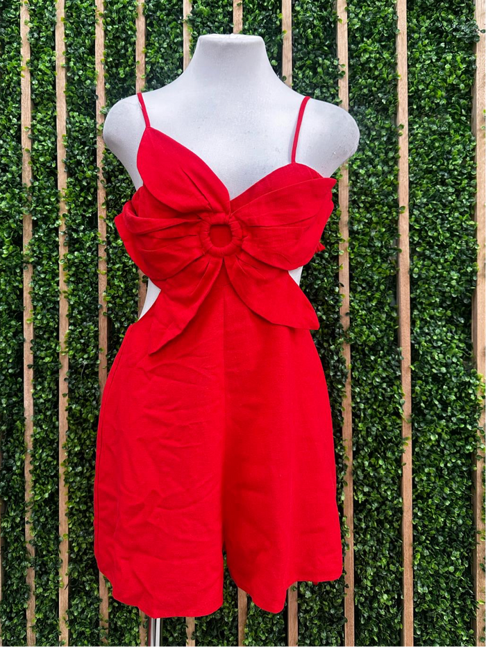 Red Floral Detail Jumpsuit