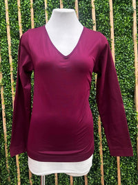 Seamless Fleece Lined V Neck Long Sleeve Top