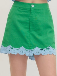 Green Lace Detail Skort