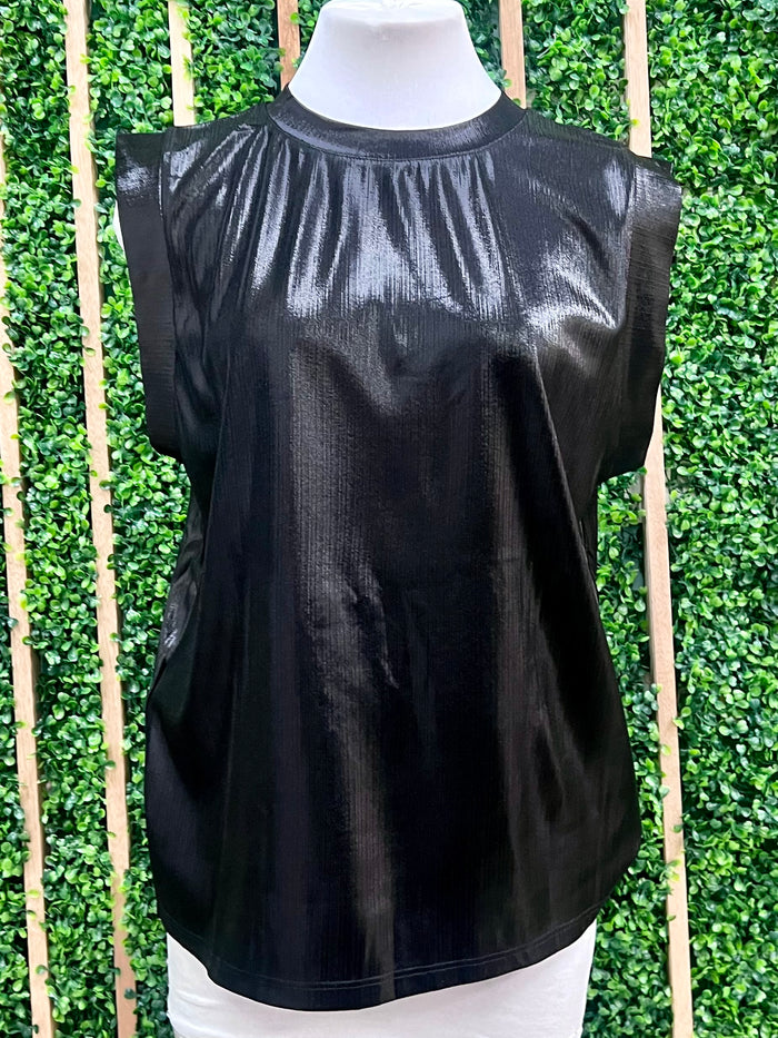 Metallic Cap Sleeve Top