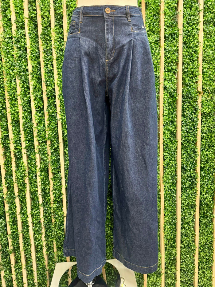 Dark Denim Wide Leg Trousers