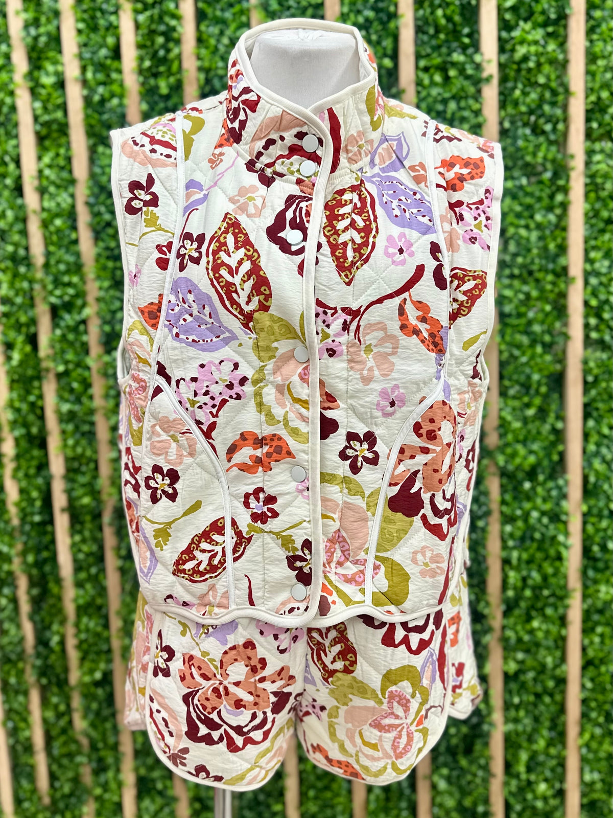 Quilted Floral Vest