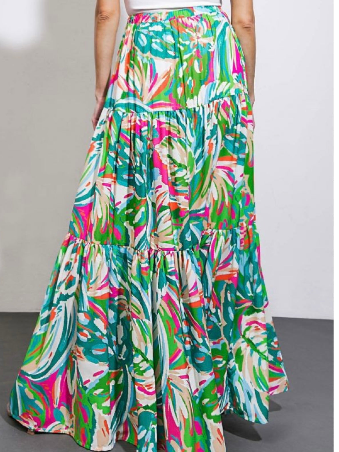 Green Pink Resort Maxi Skirt