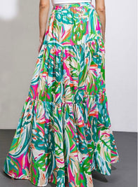 Green Pink Resort Maxi Skirt