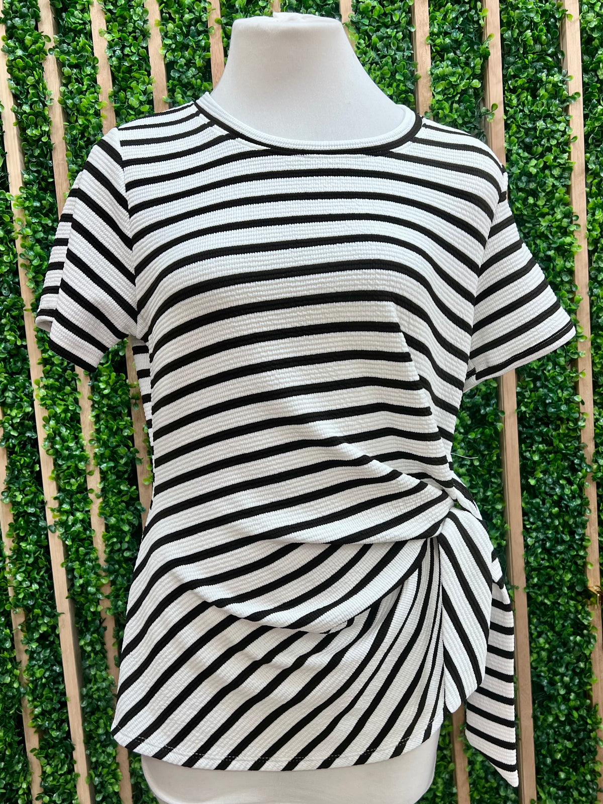 Striped Knot Short Sleeve Top