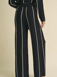 Black Ivory Stripe Knit Pant Set