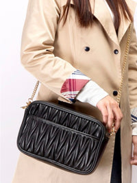 Textured Crossbody Bag with Chain Strap